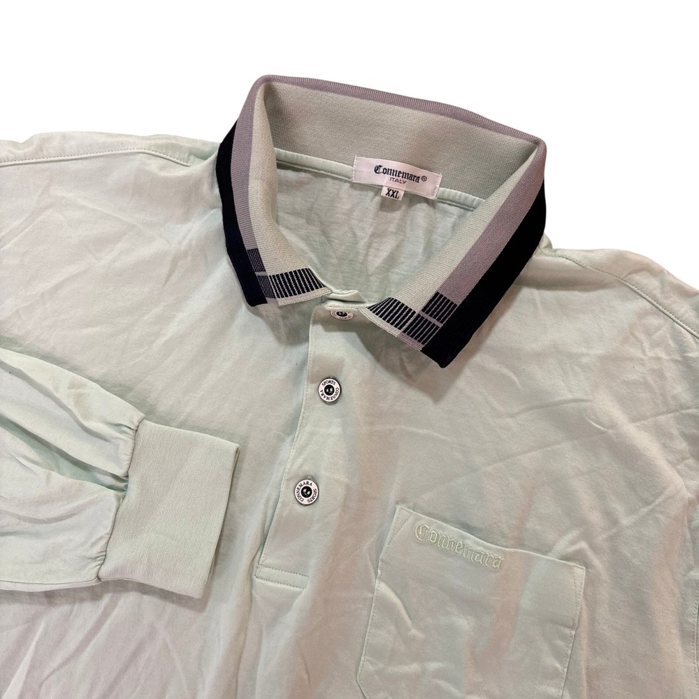 CONNEMARA Italy Polo Shirt Mens XXL Mint Green Long Sleeve 100% Cotton